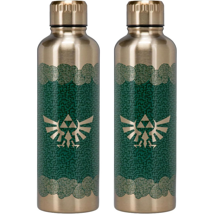 Офіційно ліцензована металева пляшка для води Paladone Tears of the Kingdom Zelda, декор та подарунок для фанатів геймерів, аксесуар для ігрового столу для всіх вікових груп, колекційний посуд для напоїв.