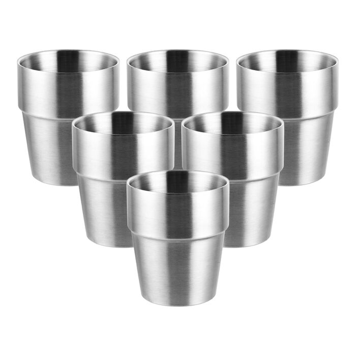 Набір із 6 чашок з нержавіючої сталі, чашка з нержавіючої сталі об&39ємом 300 мл, срібна кемпінгова чашка розміром 9,5x8,2 см для дому, ресторану, вечірки, кемпінгу