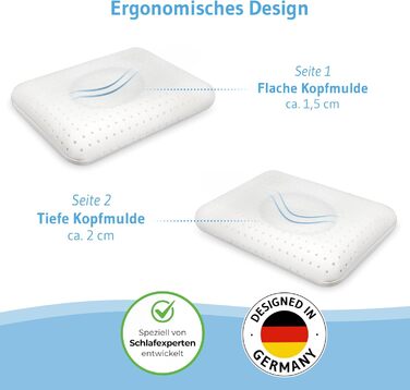 Ергономічна подушка Elora, м&39який чохол зі 100 органічної бавовни, подушка для підтримки шиї, розроблена експертами зі сну, подушка з піни з ефектом пам&39яті для сну на боці, подушка для шиї 40x60x12, подушка для сну на спині