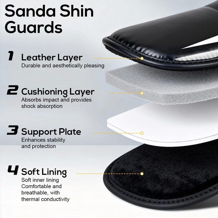 Щитки для кікбоксингу, товсті щитки для гомілок SGZIOO із захистом підйому стопи, регульовані, для муай-тай, ММА, боксу, кікбоксингу, тренувань з бойових мистецтв