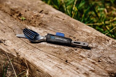 Набір титанових столових приборів для кемпінгу Lifeventure надлегкі столові прибори для кемпінгу для однієї особи набір ножів, виделок та ложок з карабіном та липучкою для кемпінгу або подорожей