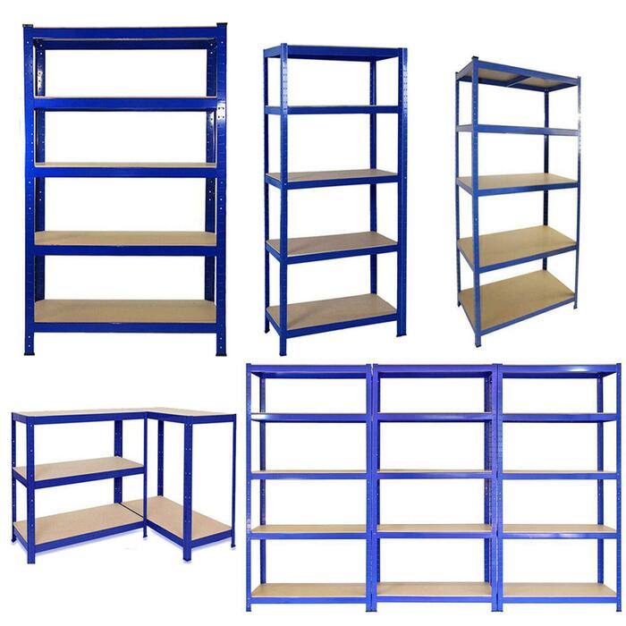 Міцний металевий стелаж 5 полиць з МДФ Вантажопідйомність до 875 кг 180 x 90 x 40 см (В x Ш x Г) Стелаж для гаража/майстерні, синій 180 x 90 x 40 см (В x Ш x Г)