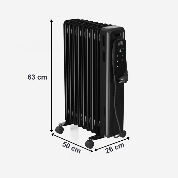 Електронний масляний радіатор 2000 Вт 9 нагрівальних елементів 3 режими нагріву Цифровий дисплей Регульований термостат 24-годинний таймер Ультратихий 2000 Вт 9 елементів, 2001E