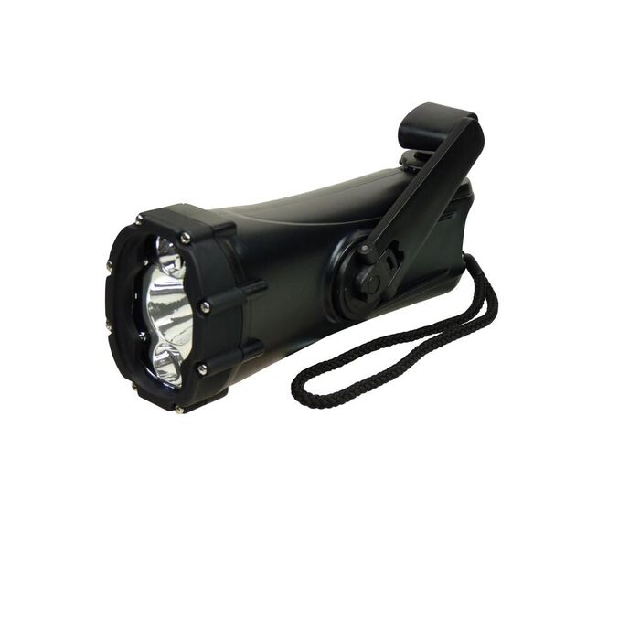 Ліхтарик POWERplus Shark з динамо-шатунною головкою / USB-акумуляторний світлодіодний ліхтарик / аварійний зарядний пристрій чорного кольору