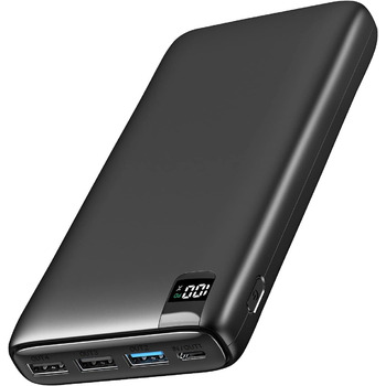 Зовнішній акумулятор ADDTOP Powerbank 26800mAh з потужністю 22,5 Вт, портативний зарядний пристрій з 4 портами, сумісний зі смартфонами, планшетами та іншими пристроями, чорний