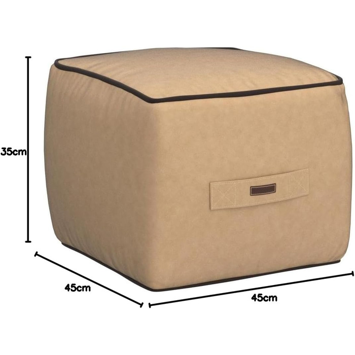 Пуф-табурет ENGLISH HOME, Пуф із квадратним сидінням, Високоякісний пуф із сидінням, Легкий у догляді пуф, Пуф-табурет для вітальні, спальні, Casha, 45x45 см, Бежевий