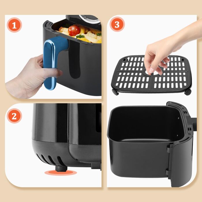 Аерофритюрниця Aigostar 4.2 л, гаряча фритюрниця XXL, фритюрниці без олії, 8 меню та рецептів, світлодіодний сенсорний екран, 1400 Вт, без бісфенолу А