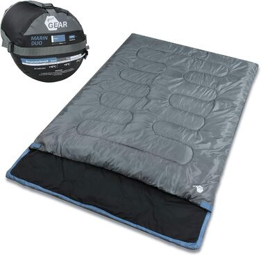 Ваш спальний мішок GEAR 2 Man Marin -7C Ковдра Спальний мішок 220x150 см Двоспальний мішок 3-4 сезони Синій сірий