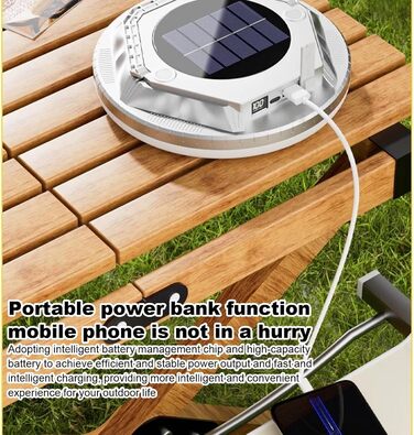 Ліхтарі для кемпінгу, 1600 люмен, сонячні, для виживання, водонепроникні, для кемпінгу, для саду, двору, патіо, балкону, походів, походів з рюкзаком, срібні