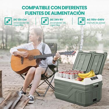 Портативний електричний холодильник, 23 л, автомобільний холодильник 12 В / 24 В постійного струму 100 240 Вольт змінного струму з