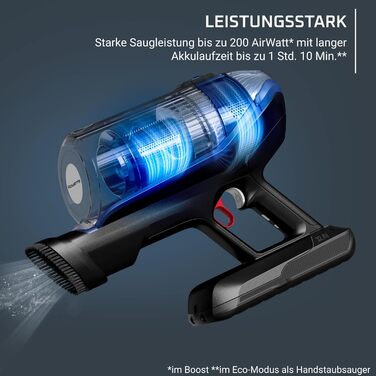 Бездротовий пилосос з функцією миття підлоги, гнучке з'єднання, до 200 Вт і 70 хв роботи від акумулятора, RH99C3WO 70 хв, дуже вис