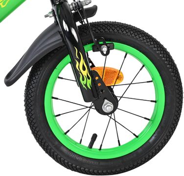 Дитячий велосипед Volare Strike 46 років Ручне та ножне гальмо Допоміжні колеса Захист ланцюга та світловідбивачі Подарунок для хлопчика, Зелений/Чорний, 12 дюймів