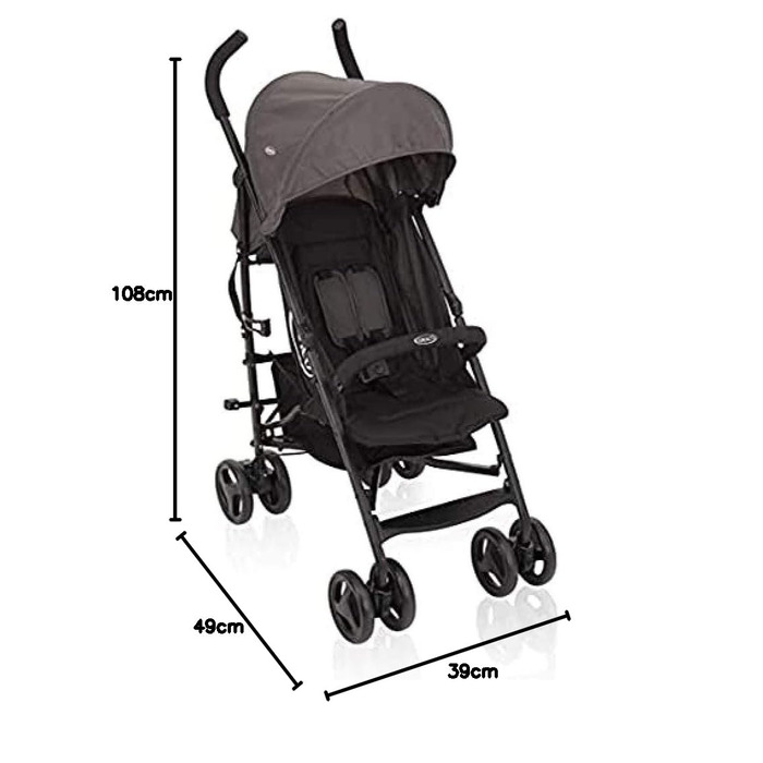 Коляска Graco TraveLite, від народження до приблизно 3 років (0-15 кг), легка, складна, з положенням для сидіння, плавно регульова