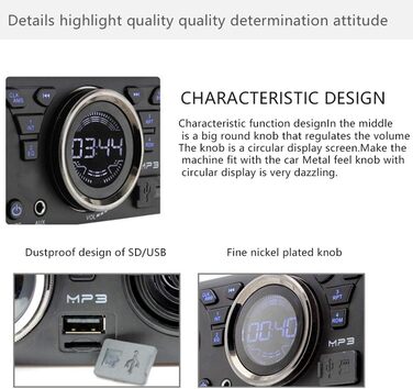 Автомобільна стереосистема WESPECIFIC 1 Din Bluetooth з двома динаміками Універсальна 1 DIN 12V FM MP3 Bluetooth автомобільна стереосистема