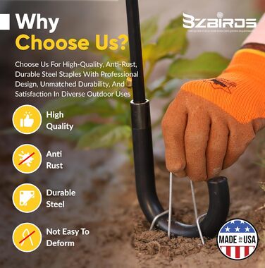 Дюймові садові ландшафтні скоби 20 шт. оцинковані SOD-штирі для газону для тканини проти бур&39янів, ґрунтопокривних, утримуючих огорож та штучного газону, 6-