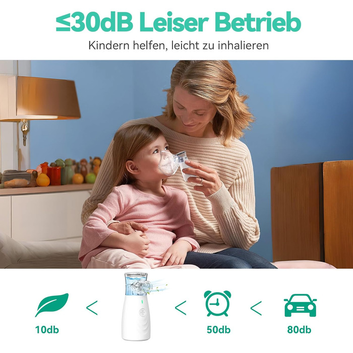 Інгалятор, JOSSIS Портативний інгалятор для дітей та дорослих, розмір часток 1-5 мкм, регульований розпилювач туману, заряджається від USB C
