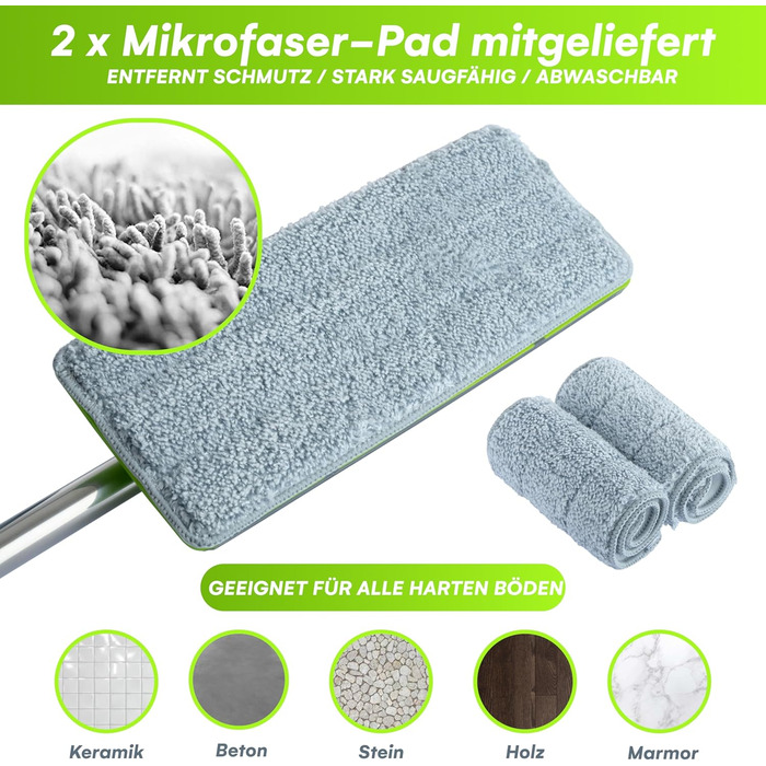 Набір швабри та відра EasyGleam - швабра для підлоги з телескопічною штангою, Інноваційне двокамерне відро для вологого та сухого