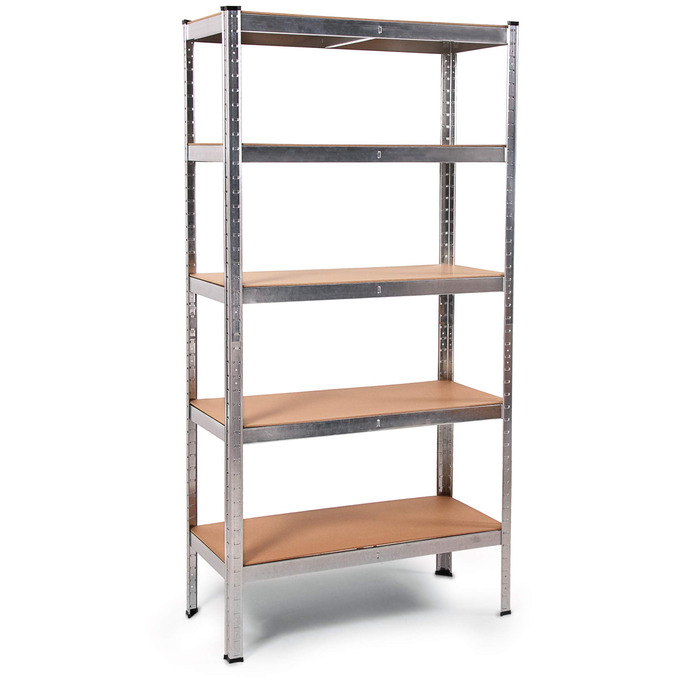 Металевий стелаж Ondis24 Thomas, полиця для зберігання 90x40x180 (В) см, полиця для підвалу, вантажопідйомність до 875 кг, сріблястий, з 5 полицями, вантажопідйомність кожна 175 кг, регульована висота, функціональний надміцний стелаж