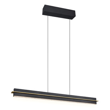 Стеля LED-підвіс Trio Leuchten Emerson 346710180, матовий чорний/золотий метал, 22 Вт LED, регульована висота, плавне налаштування кольору світла, 4-позиційний сенсор