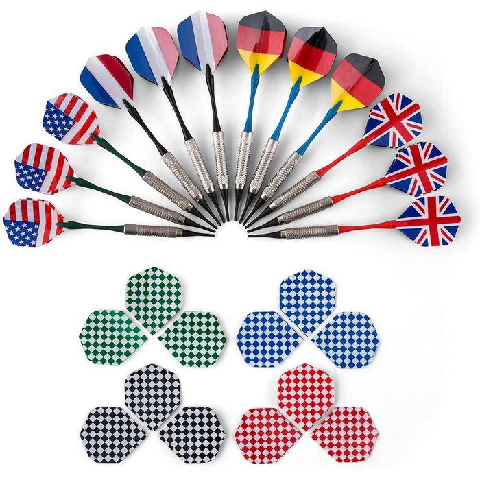 Електронний дартс oneConcept Dartmaster 180, E-Darts, Мішень для гри в дартс до 8 гравців, віртуальний суперник, світлодіодні дисплеї, 12 чорних дротиків з малюнком