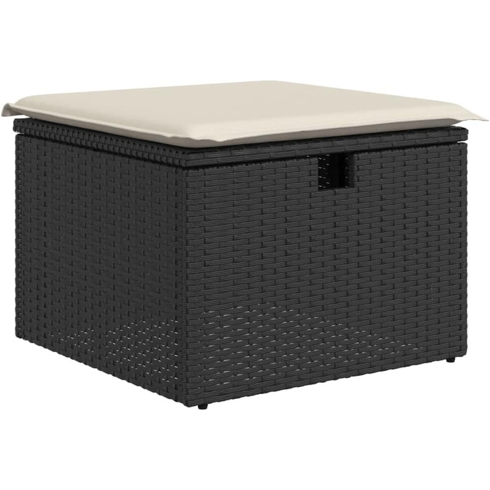 Табурет садовий з подушкою чорний 55x55x37 см Poly Rattan,366002