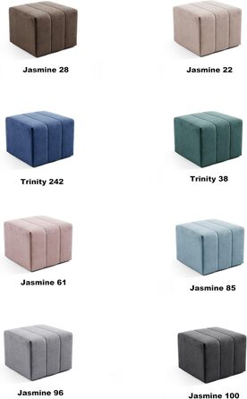 Пуф LIKMA, Табурет Брудний Рожевий 46x35x46 см, Оксамитове сидіння з 3D-ефектом, Пуф для ніг, Пуф-табурет, М&39який табурет, Сучасна лавка, Лавка для коридору, Пуф. Тканина Жасмин 61 Брудний Рожевий (Жасмин 61)