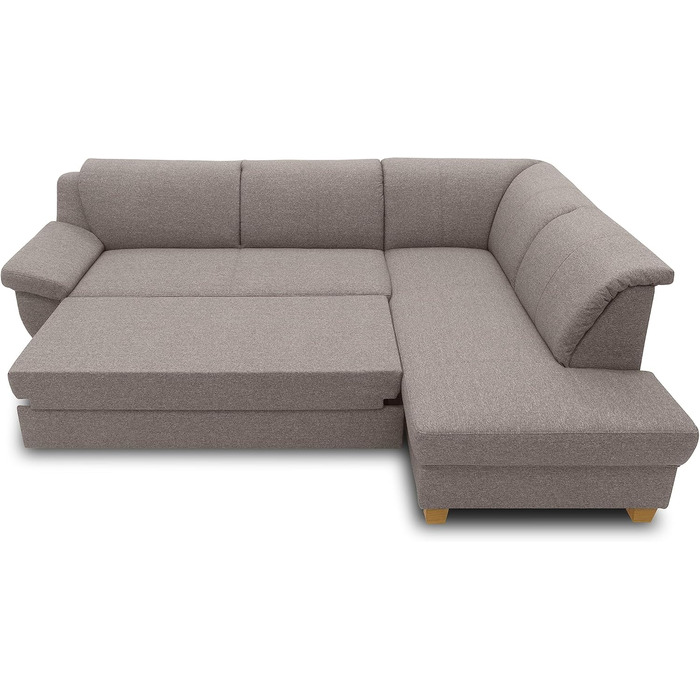 Колекція Панама кутовий диван, класичний L-подібний кутовий диван праворуч, кутовий диван, диван-ліжко, кутовий диван з функцією сну 254 x 186 x 80 см (Ш x Г x В), сіро-коричневий, правий шезлонг з функцією сну, сіро-коричневий