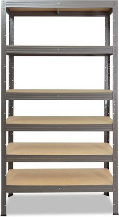 Професійний надміцний стелаж, сірий/металевий стелаж з 6 полицями, вантажопідйомність 166 кг кожна/металевий стелаж для підвалу, гаражний стелаж, стелаж для майстерні або стелаж для зберігання/навісний стелаж, металевий, В 230см / Ш 120см / Г 40см, 230x12