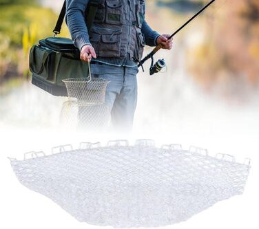 Рибальська сітка OUKENS, 45 x 40 см, біла гумова рибальська сітка, заміна, міцна, складна рибальська сітка, заміна для риболовного інструменту, прісноводна, морська