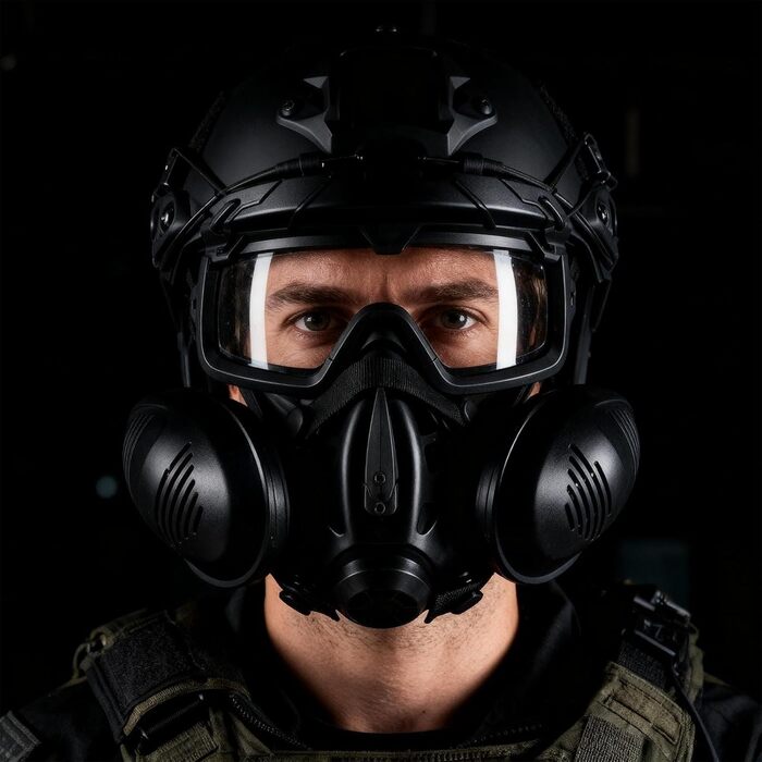 Нефункціональна тактична подвійна респіраторна напівмаска, швидка тактична шоломна протигазка, напівмаска для страйкболу, CS, косплею, мисливського спорядження, чорна