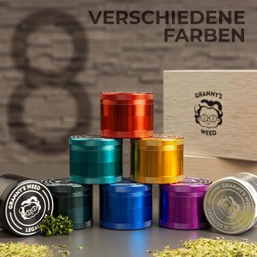 Алюмінієва шліфувальна машина преміум-класу Granny Гостра, як бритва, шліфувальна машина 4 частини в т.ч. штовхач пилку Подрібнювач трав у малиново-червоному кольорі та інші благородні дизайни 5,5 см