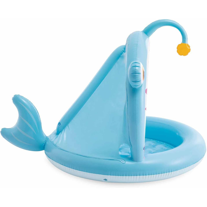 Надувний дитячий басейн Intex Angler Fish, 127 x 102 x 86 см, з сонцезахисним тентом, м&39яке дно, 3D-дизайн, 45 л, для дітей віком 1-3 років, міцний вініл (58400)
