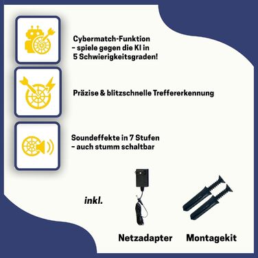 Найкраща спортивна електронна мішень для дартсу Oxford Evolution I зі світлодіодним дисплеєм, включаючи 12 дротиків та 42 запасні наконечники 1-16 гравців 27 ігор - 159 варіацій