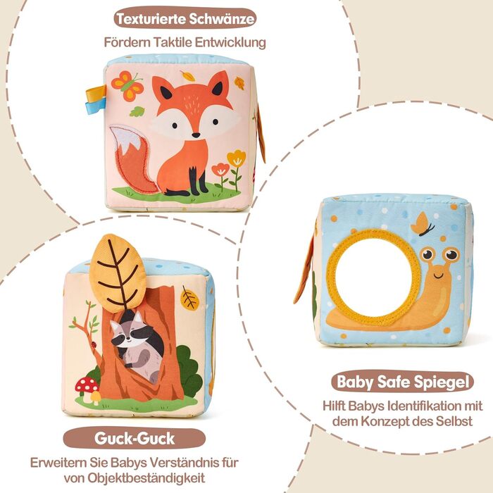 Місяців Tisuse Box Toy Montessori Toys Baby 6-12 Сенсорний животик Час Контрастні іграшки для немовлят Подарунки, 6