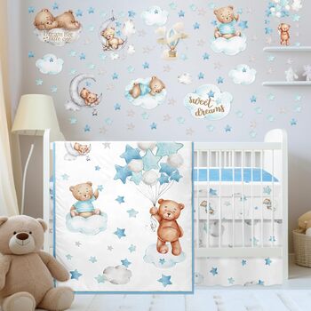 Набір постільної білизни для дитячого ліжечка Mixweer з 5 предметів, що включає тематичний ведмедик з повітряних кульок, простирад