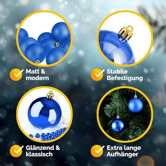 Різдвяні кульки 54 шт сині Deuba