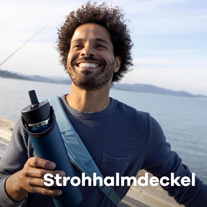 Пляшка для пиття об&39ємом 946 мл (32 унції) з кришкою-трубочкою - Вакуумно-ізольована, багаторазова пляшка з нержавіючої сталі - Герметична кришка - Великий отвір - Індиго