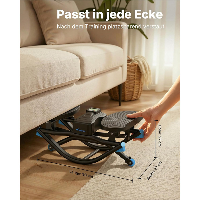 Степер MERACH U-подібної форми з низьким навантаженням та 3D-рухом, тихий велотренажер із РК-дисплеєм для відображення часу, кроків та калорій, нековзні педалі, компактний для дому та квартири 2511