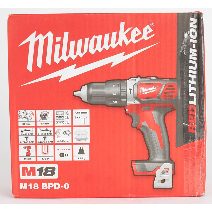 Комбінований дриль Milwaukee M18BPD-0, рожевий, червоний