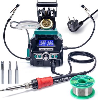 Паяльна станція YIHUA 939D III EVO 110W з 4 слотами пам'яті, подвійним РК-дисплеєм, сплячим режимом, 2 допоміжними руками, РК-об'є