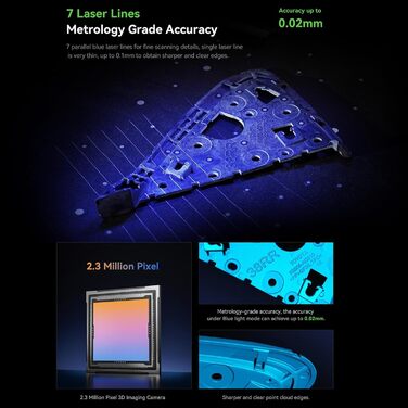 Сканер Creality CR-Scan Raptor, портативний сканер для 3D-принтерів із багаторядковою технологією Blue & NIR, точністю 0,02 мм, ві