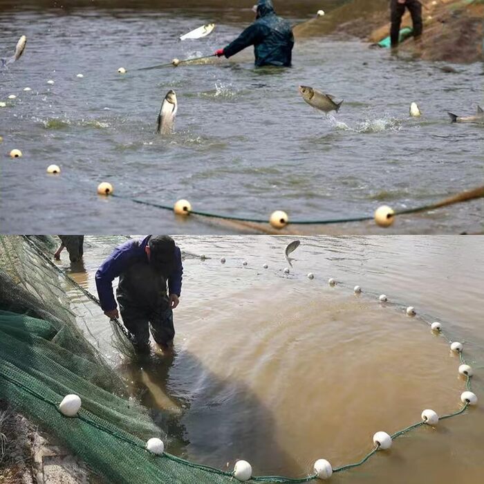 Рибальська сітка 2 x 5 м / 2 x 10 м / 2 x 15 м Рибальська сітка з грузилом та поплавковим неводом для річок, озер та мілководних морів