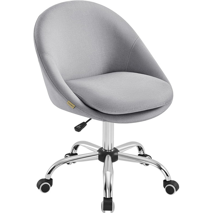 Крісло для домашнього офісу SONGMICS, Туалетне крісло з бавовняно-льонної суміші, Робоче крісло, Пінопластова підкладка, Регульована висота, Для кабінету, Спальня, Голубино-сірий OBG020G01 Сіра бавовняна суміш