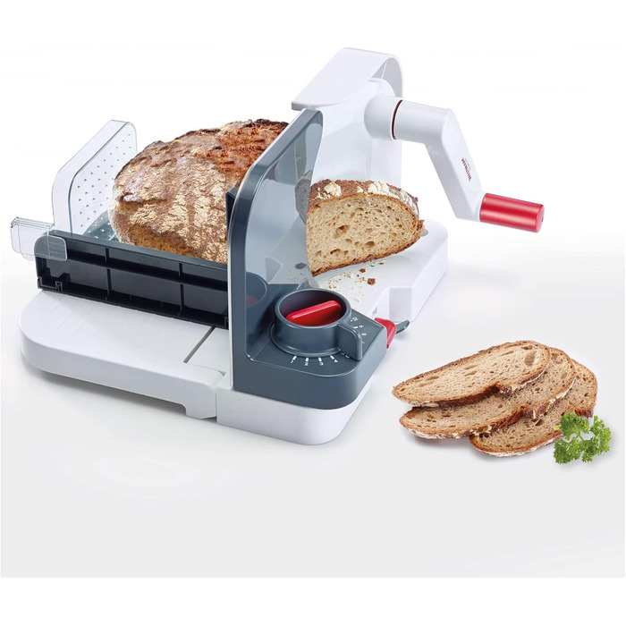 Харчовий слайсер Westmark, плавно регульована товщина різання, дуже гострий круглий ніж, пластик/нержавіюча сталь, компактний, білий/антрацитовий/червоний, 97012260 модель 2022 року