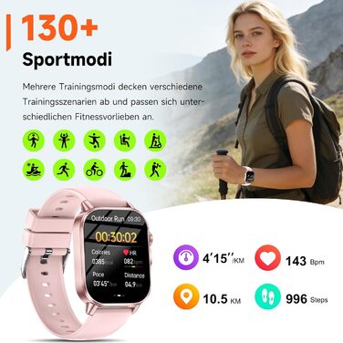 Жіночий смарт-годинник з ЕКГ/BAT/ІМТ/ВСР/сечовою кислотою/світлодіодним підсвічуванням, 2.0-дюймовий годинник для здоров&39я з 24-годинним вимірюванням артеріального тиску, SpO2, монітором серцевого ритму, температурою тіла, монітором сну/апное, екстреним