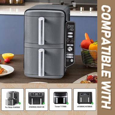 Аерофритюрниця з силіконовою формою для Ninja Double Stack XL 9.5L SL400EU, аксесуари для фритюрниці, аксесуари для силіконової форми з боковим отвором, аксесуари великої місткості, також сумісні з Ninja SL401