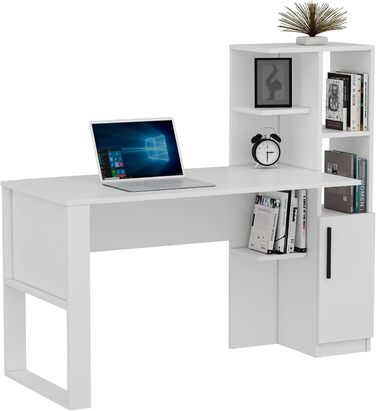 Письмовий стіл Homidea Tody - Комп&39ютерний та письмовий стіл - Робочий простір - Місце для зберігання з дверцятами та полицями в сучасному дизайні для домашнього офісу або дитячої кімнати (Tody - білий)