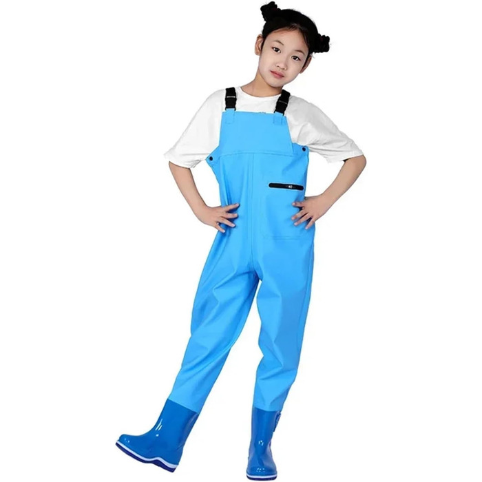 Дитячі вейдерси з чобітьми, доступні в 4 кольорах, дощовики на все тіло для дітей та підлітків, рибальські вейдерси, водонепроникні штани (жовті 34-35)