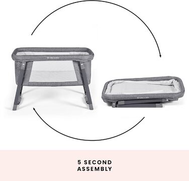 Міні-гойдалка Ickle Bubba Компактне складне дитяче ліжечко з матрацом, режимами гойдання та статичного режиму, сітчастими вставками для повітропроникності ідеально підходить для невеликих приміщень та подорожей (колір космічний сірий)