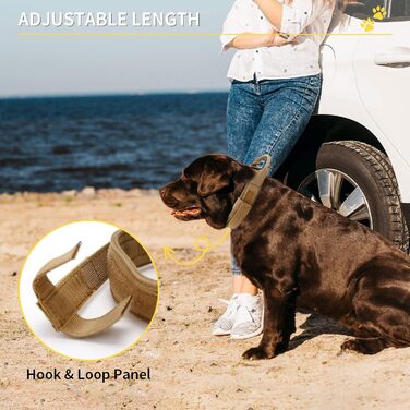 Тактичний нашийник для собак G-raphy, військовий стиль, регульований, нейлон, з контрольною ручкою (L, коричневий)